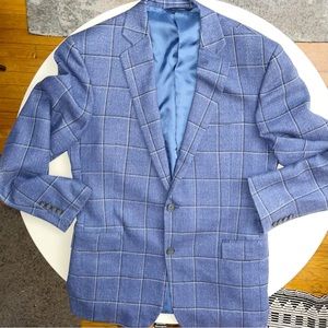 Brooks Brothers Regent Marling & Evans Windowpane Sport Coat Blazer 40R Blue